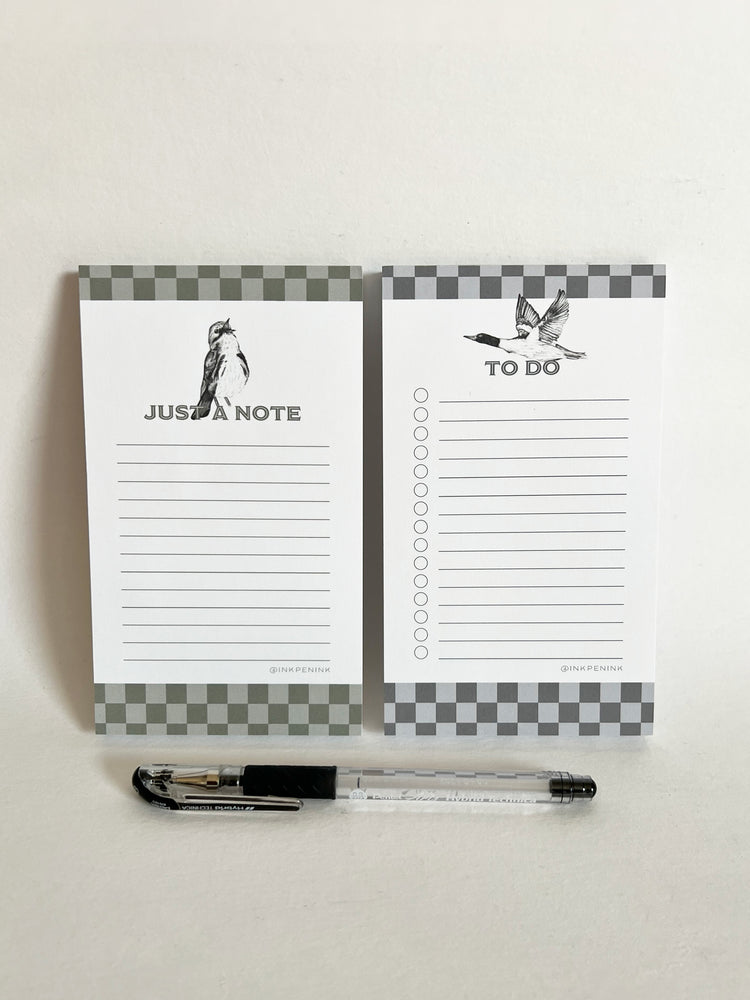 Notebook with 'Just Note' and 'To Do' pages on a light gray background