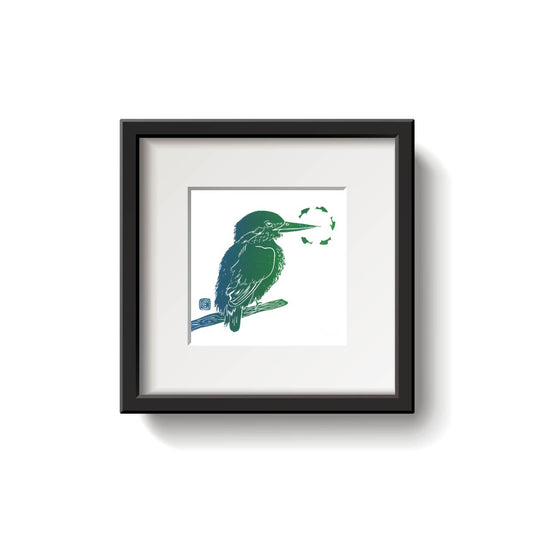 Kingfisher Lino Print by Emily Ciecka