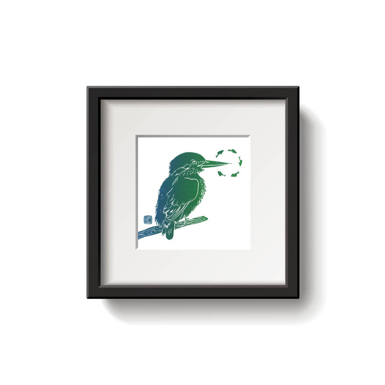 Kingfisher Lino Print by Emily Ciecka