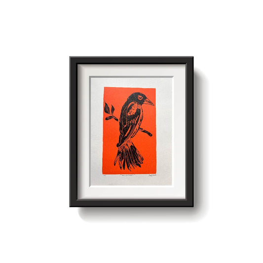 Oriole Lino Print by Emily Ciecka