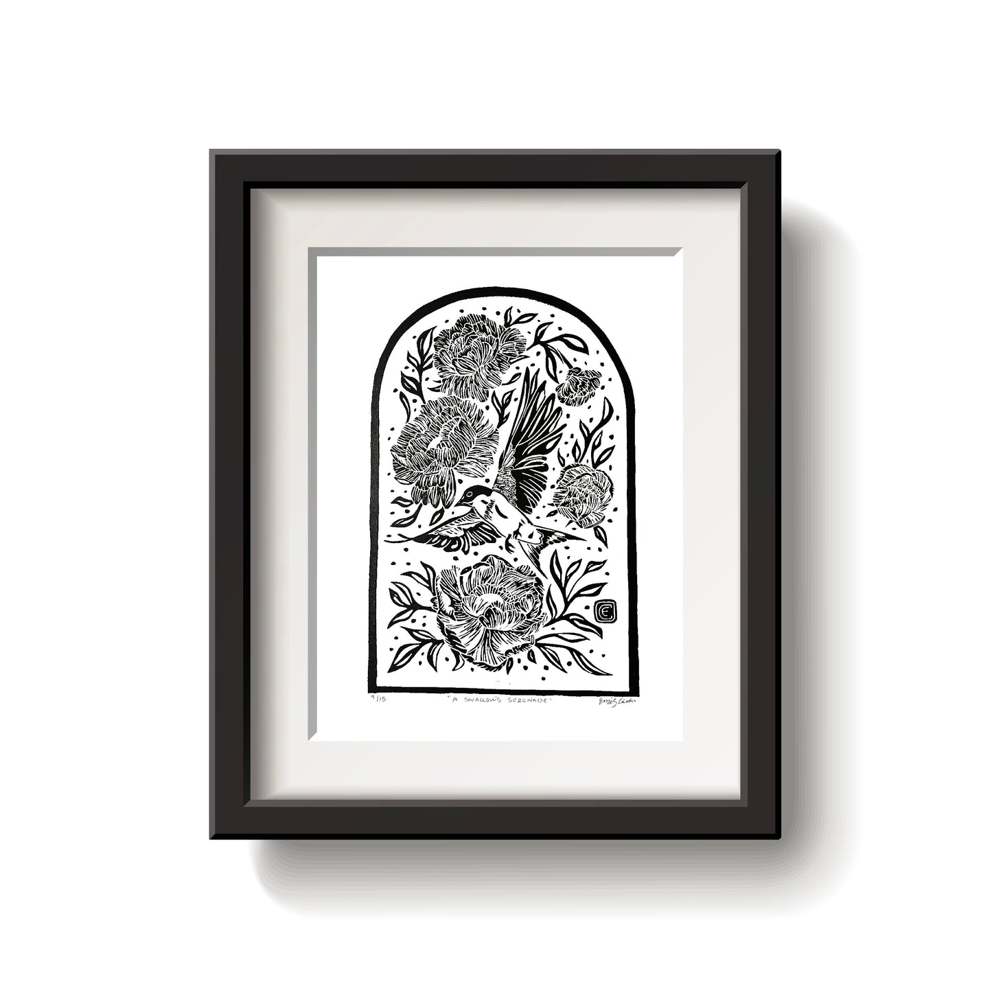 Swallow Lino Print by Emily Ciecka