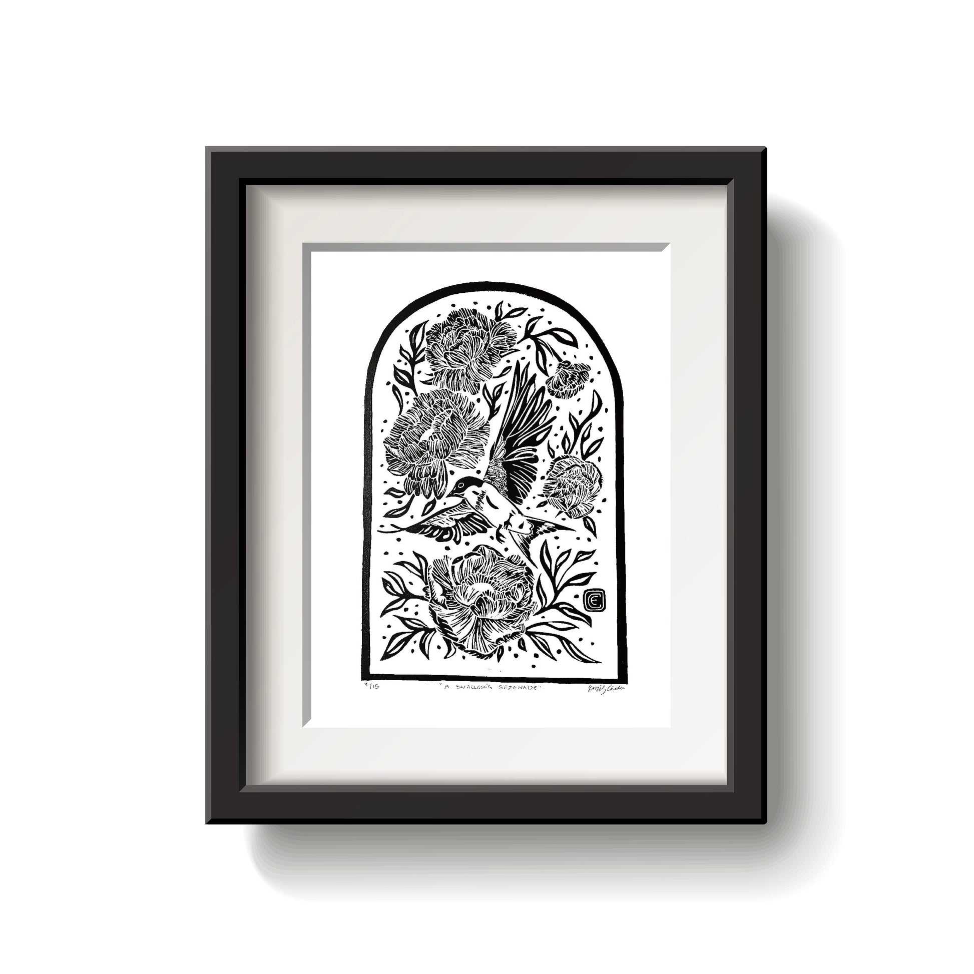 Swallow Lino Print by Emily Ciecka