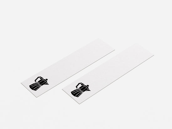 Two black mocha pot icons on white bookmarks with a white background