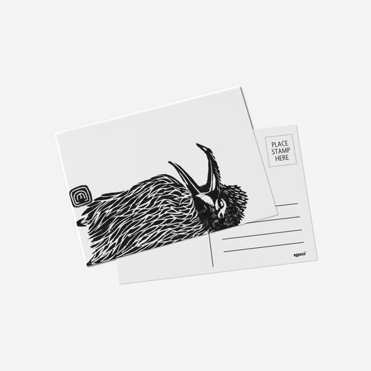 Black Crow Lino Print Postcard by Emily Ciecka
