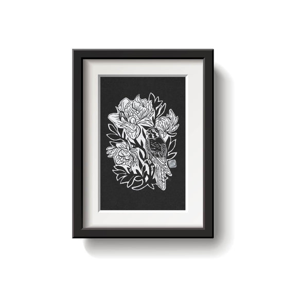 Kestrel Lino Print in White by Emily Ciecka