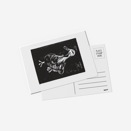 Duck Lino Print Postcard by Emily Ciecka