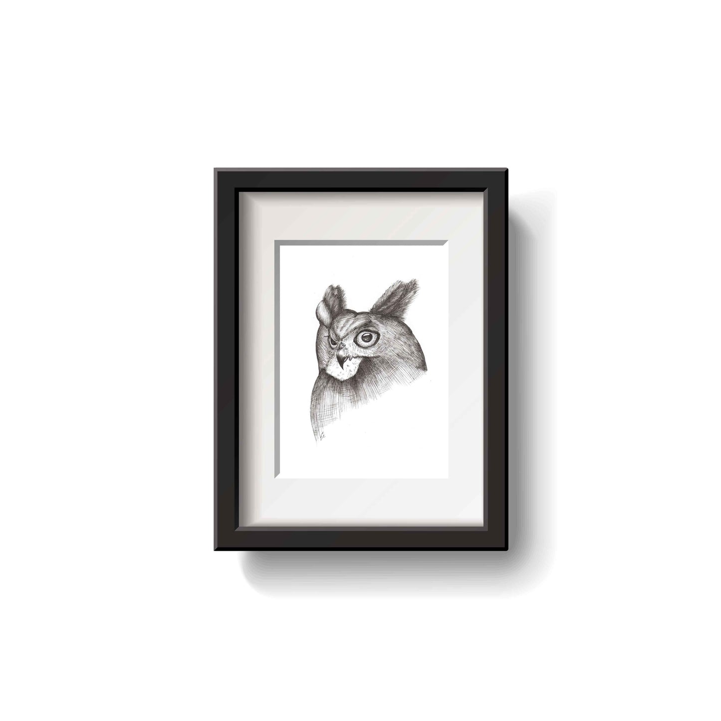 Great Horned Owl Pen Drawing by Emily Ciecka