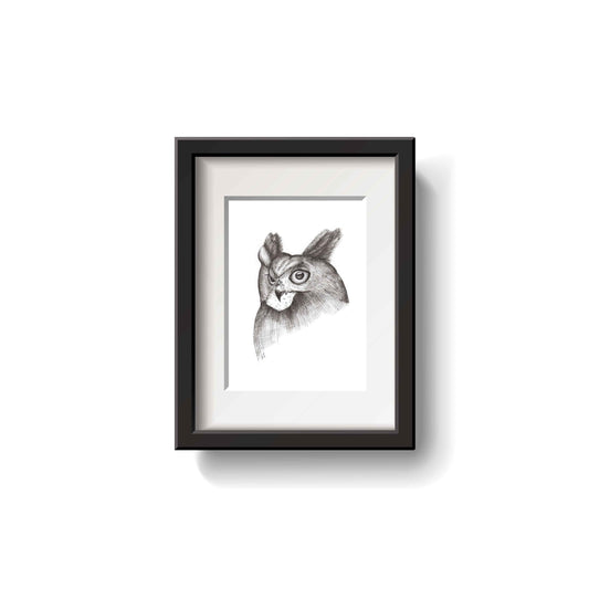 Great Horned Owl Pen Drawing by Emily Ciecka