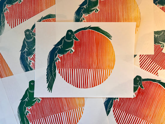 Flying Duck Lino Print by Emily Ciecka