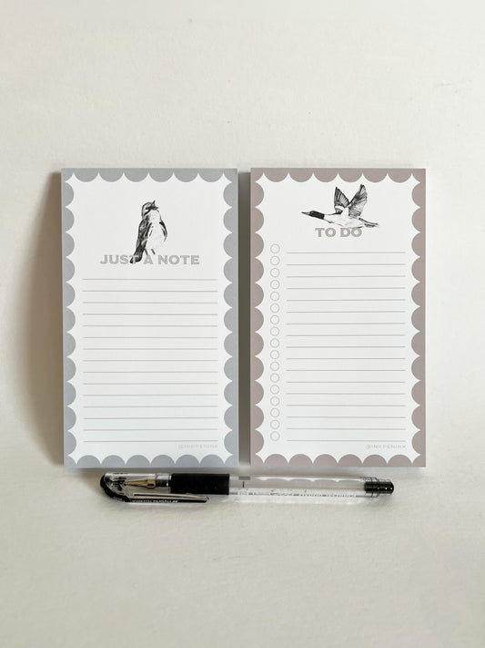 Two notepads with 'Just a Note' and 'To Do' labels on a white background
