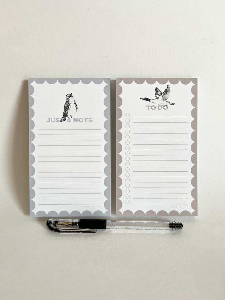 Two notepads with 'Just a Note' and 'To Do' labels on a white background