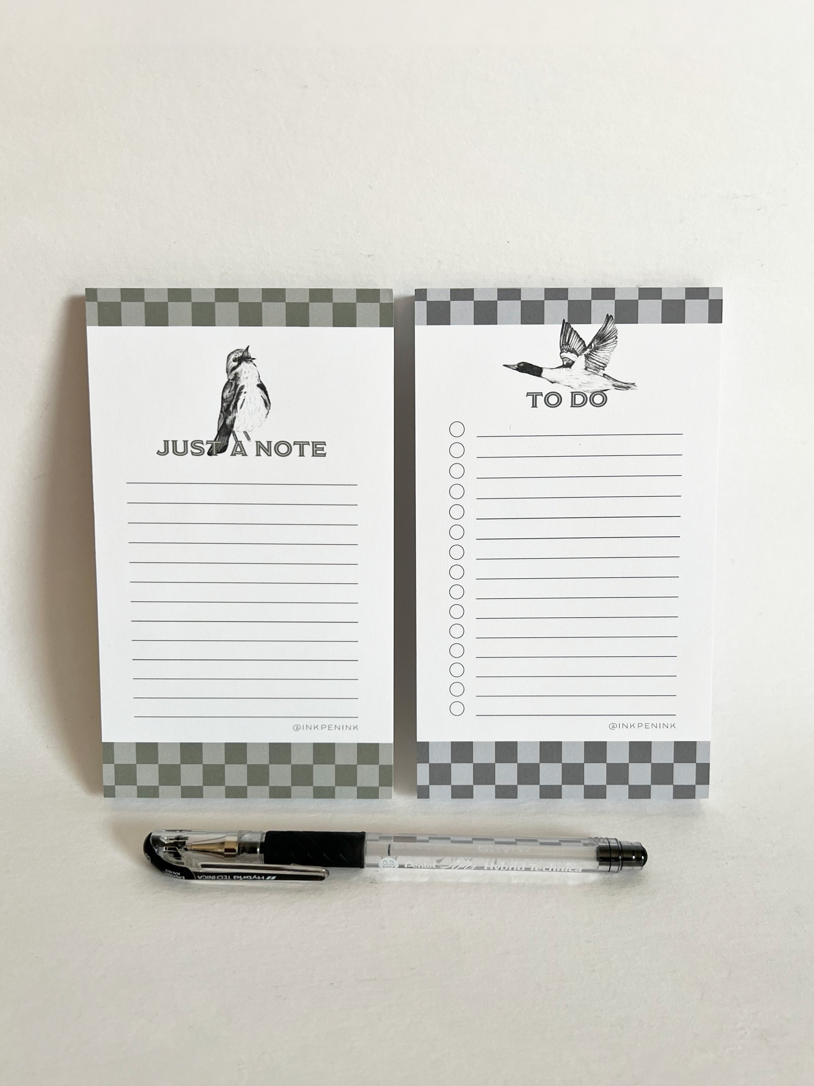 Notebook with 'Just Note' and 'To Do' pages on a light gray background