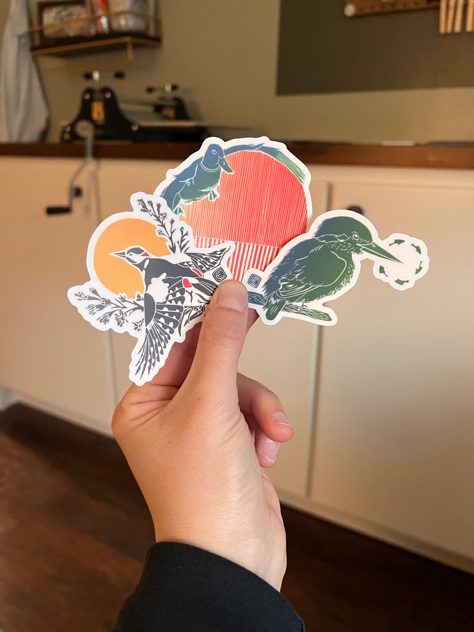 Assortment of Lino Print Stickers by Emily Ciecka