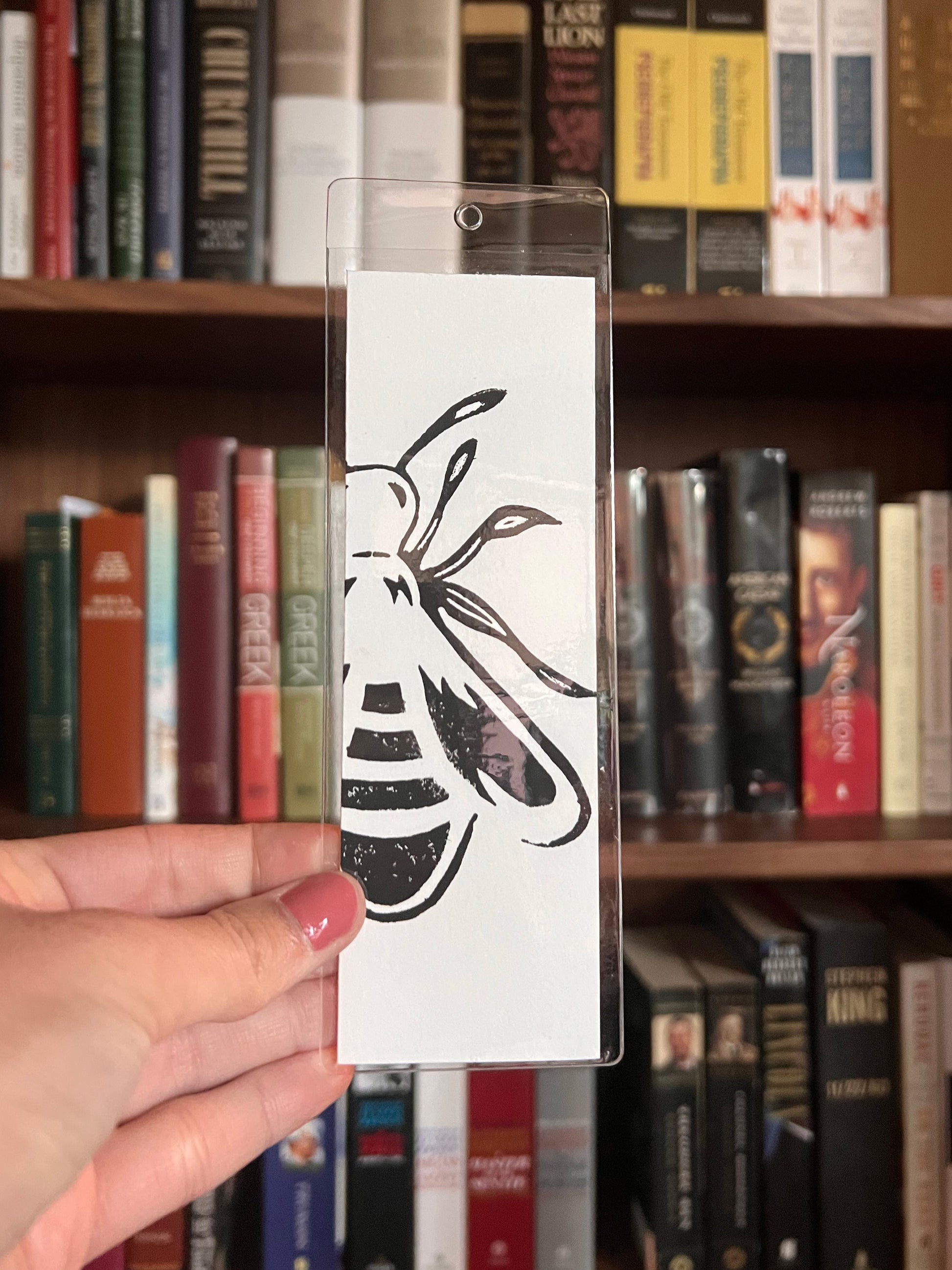 Bee Lino Print Bookmark by Emily Ciecka
