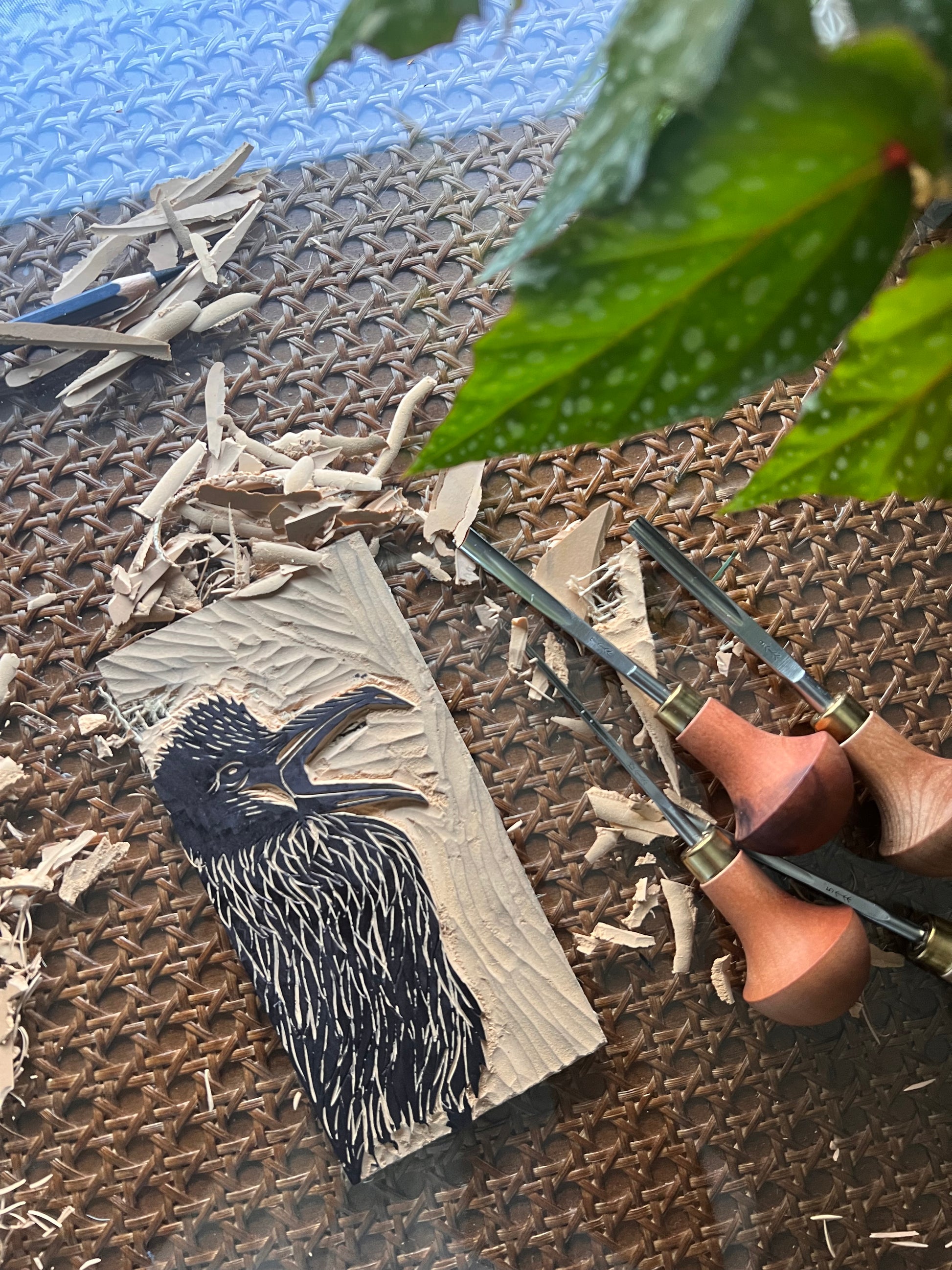 Crow Lino Block by Emily Ciecka
