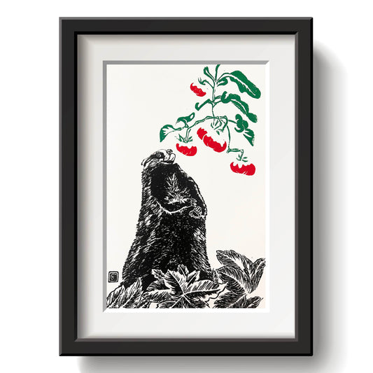 Honey Badger Lino Print by Emily Ciecka