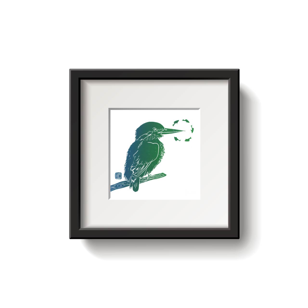 Kingfisher Lino Print by Emily Ciecka