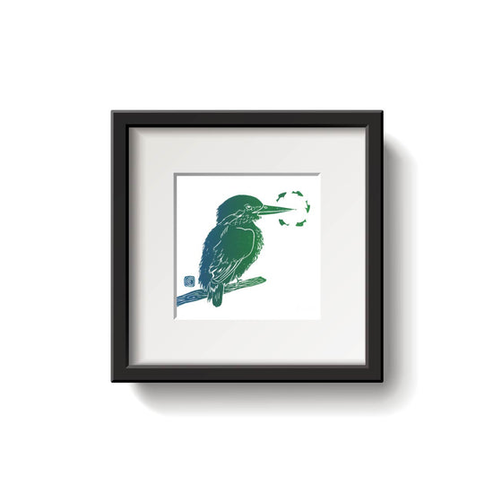Kingfisher Lino Print by Emily Ciecka