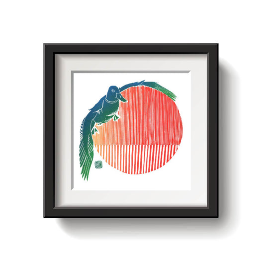 Flying Duck Lino Print by Emily Ciecka