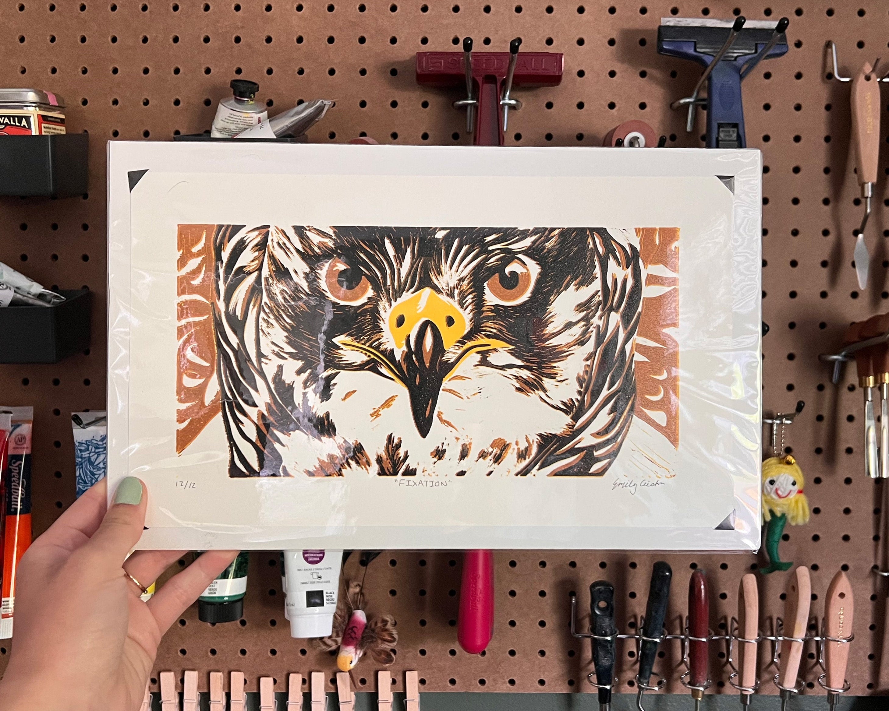 Osprey Lino Print by Emily Ciecka