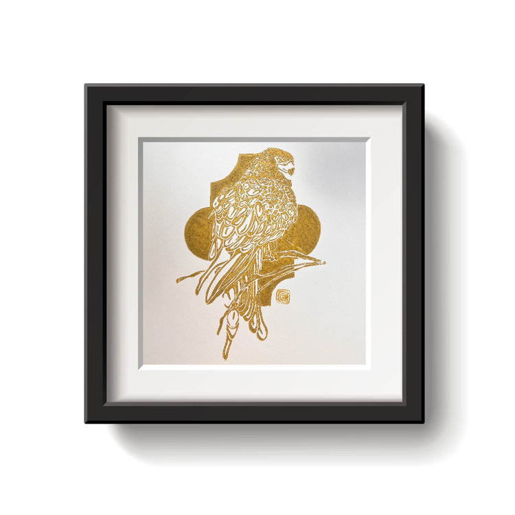 Retailed Hawk Lino Print by Emily Ciecka