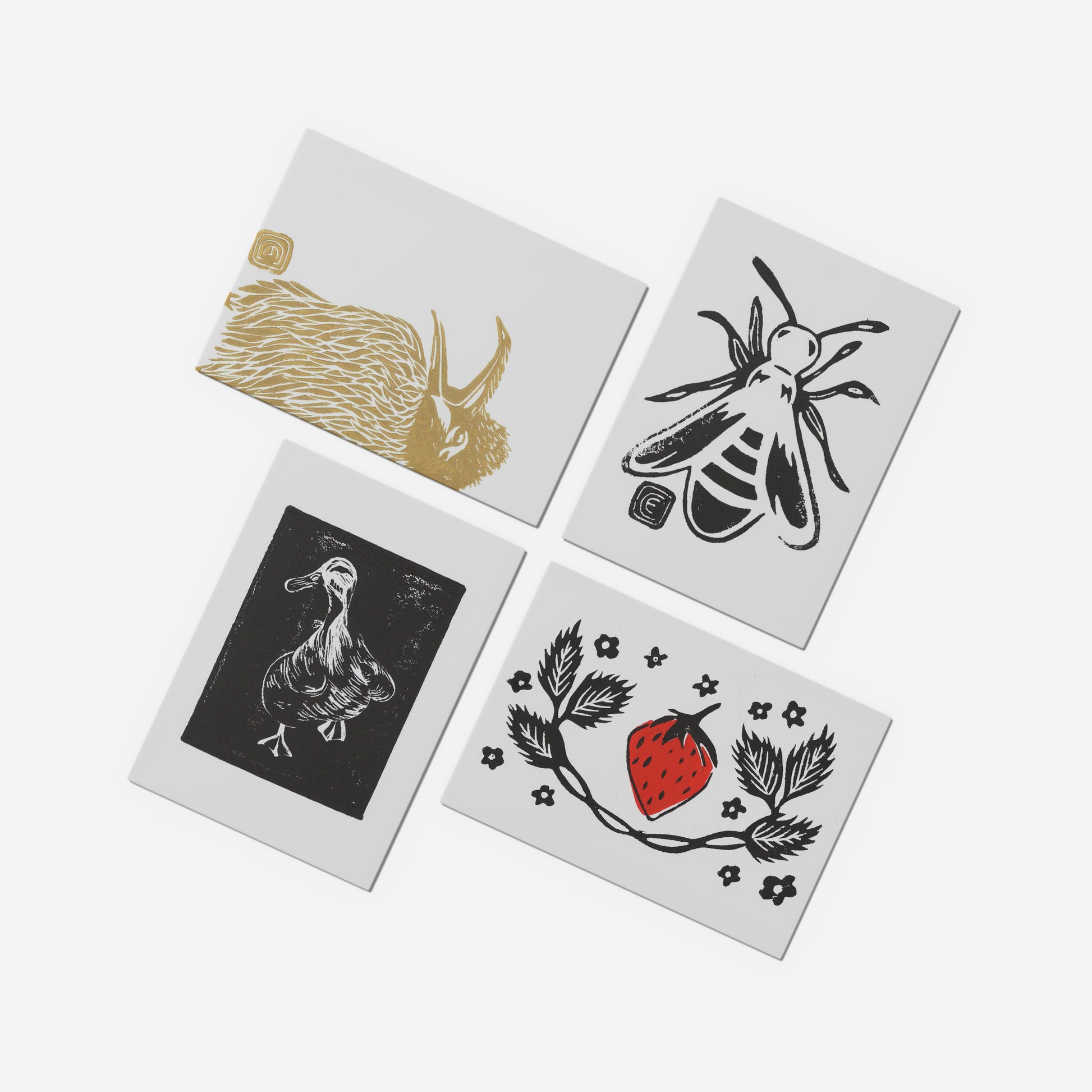Assortment of Lino Print Postcards by Emily Ciecka