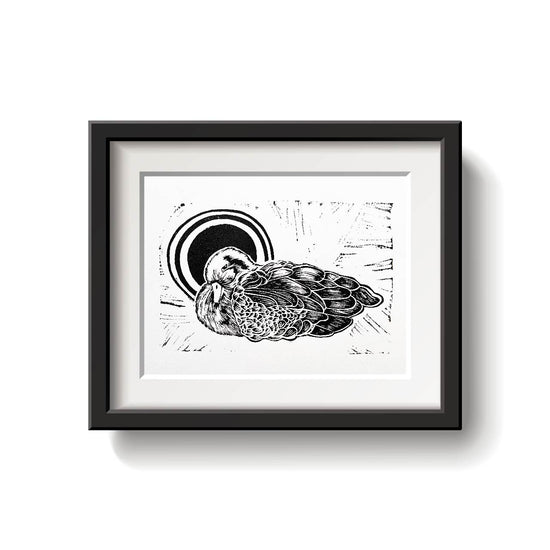 Duck Lino Print by Emily Ciecka