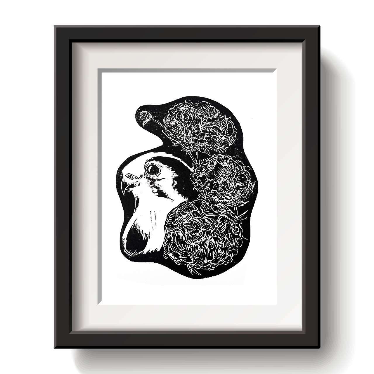 Kestrel Lino Print by Emily Ciecka