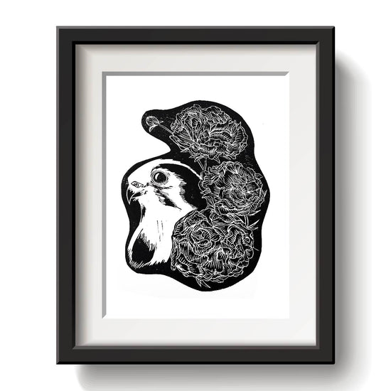 Kestrel Lino Print by Emily Ciecka