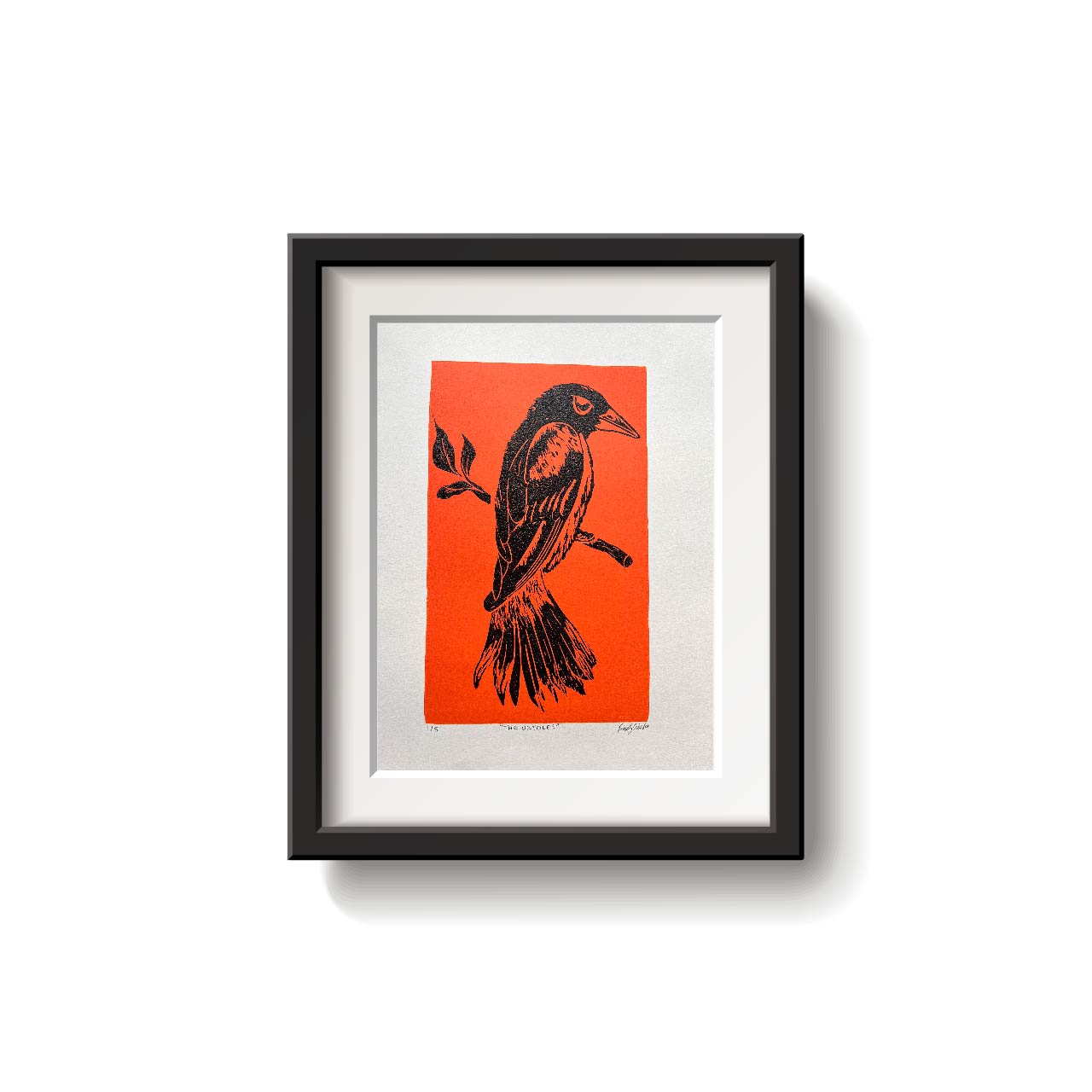 Oriole Lino Print by Emily Ciecka
