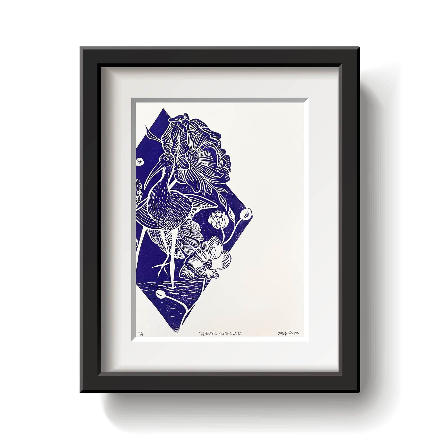 Crane Lino Print by Emily Ciecka
